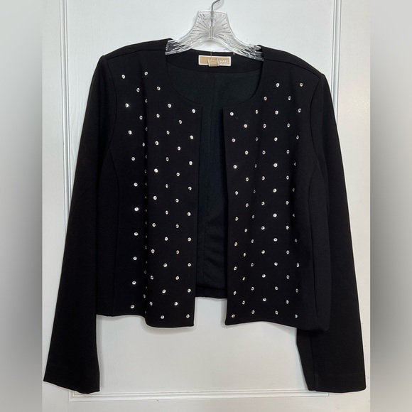 Michael Kors Black Cropped Open Jacket with Crystal Embellishment, Women’s L NWT - Picture 1 of 9